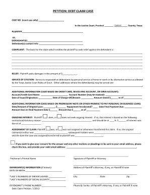 Debt Claim Petition
