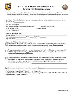 California Fire Prevention Fee Petition for Redetermination