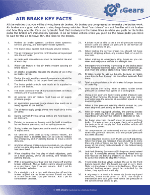 Fillable Online AIR BRAKE KEY FACTS Fax Email Print - pdfFiller