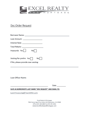 Loan Document Order Request