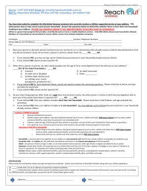 Lifeline Household Eligibility Worksheet