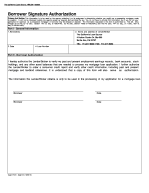 California Borrower Signature Authorization