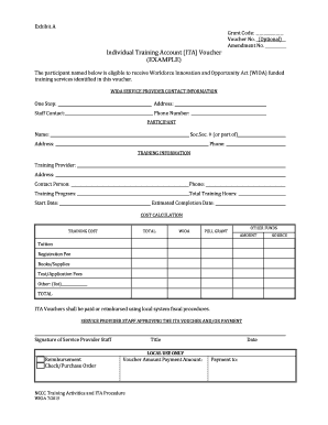 Exhibit A Amendment No Individual Training Account ITA