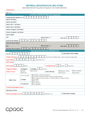 High Risk Infant Follow-Up Quality of Care Initiative Referral Form