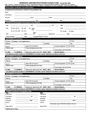 Minnesota Uniform Practitioner Change Form