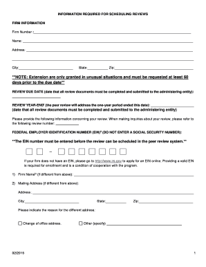 AICPA Peer Review Scheduling Form