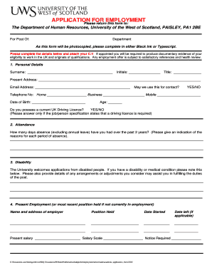 Employment Application Form