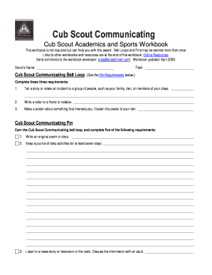 Cub Scout Communicating Workbook