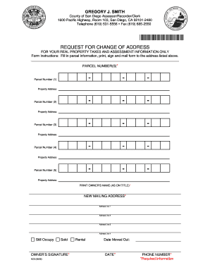 San Diego Change of Address for Real Property Taxes
