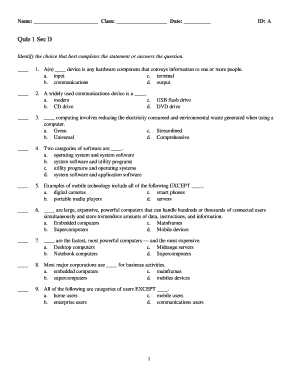 Computer Science Quiz Form