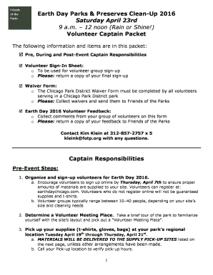 Earth Day Volunteer Captain Packet