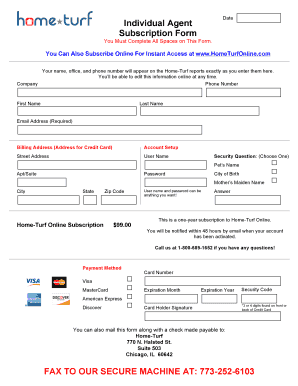 Home-Turf Online Subscription Form