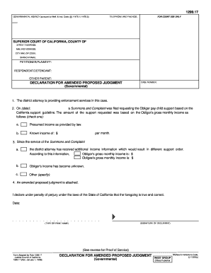 Declaration for Amended Proposed Judgment