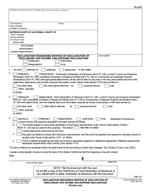 California Declaration Regarding Service of Disclosure