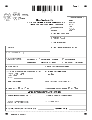 Georgia IFTA Motor Carrier Registration Application