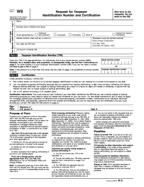Form W-9 Request for Taxpayer Identification Number and Certification
