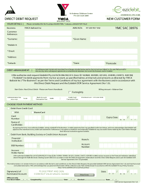 YMCA Ballarat Direct Debit Request Form
