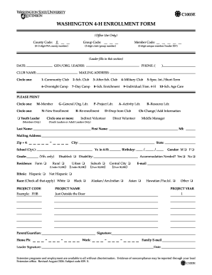 Washington 4-H Enrollment Form