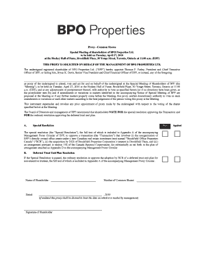 Proxy Voting Form for BPO Properties Ltd. Shareholders