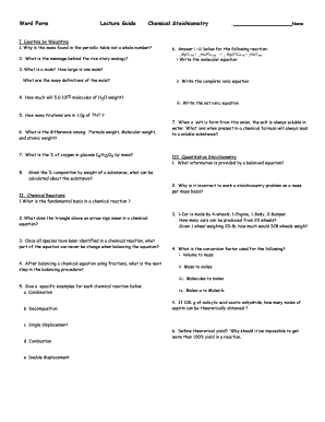 Chemical Stoichiometry Lecture Guide