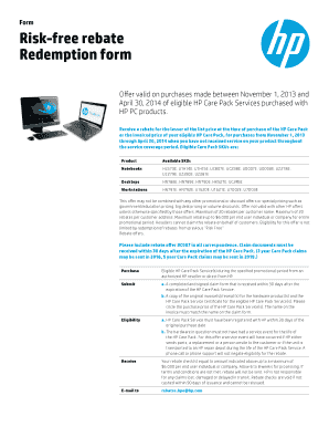 HP Care Pack Risk-Free Rebate Form