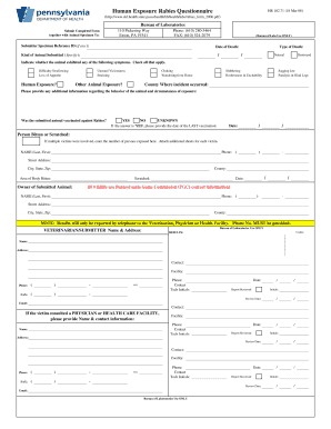 Human Exposure Rabies Questionnaire