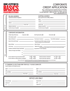 Corporate Credit Application and Agreement