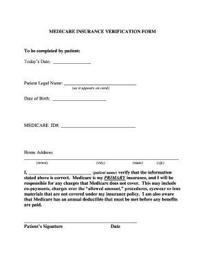Medicare Insurance Verification Form