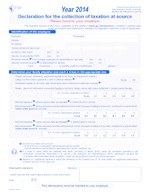 Déclaration pour la perception de l'impôt à la source
