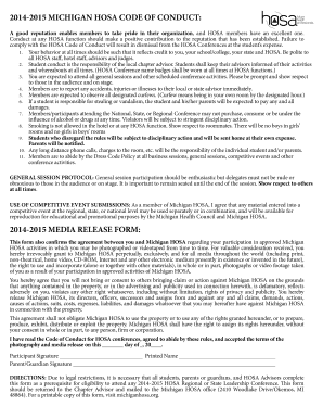 Michigan HOSA Code of Conduct and Media Release Form