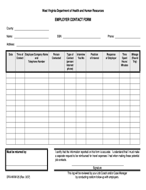 West Virginia Employer Contact Form