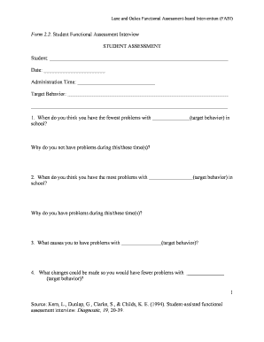 Student Functional Assessment Interview