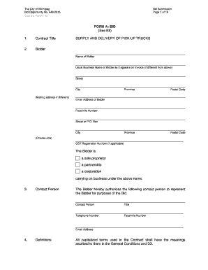 High school club bylaws template - 4482015 Bid Submission Page 1 of 19 Template Version: F020150116 Fleet FORM A: BID (See B8) 1 - winnipeg