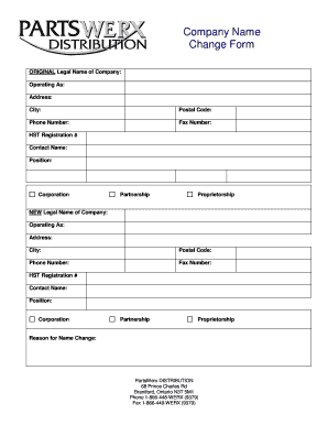 Company Name Change Form