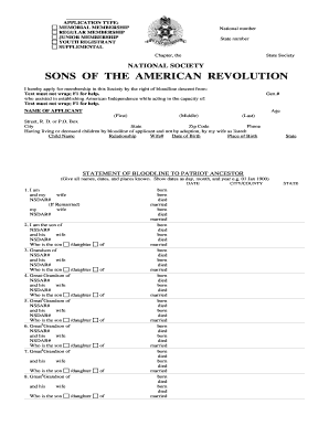 Sons of the American Revolution Membership Application