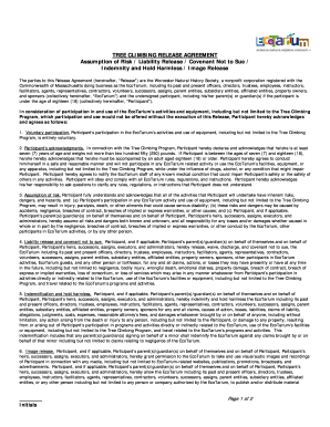 Tree Climbing Release Agreement