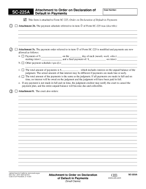 Attachment to Order on Declaration of Default in Payments