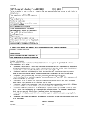 WDF Member's Declaration Form 2014/2015