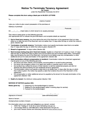 Notice To Terminate Tenancy Agreement By Tenant