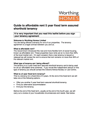5 Year Fixed Term Assured Shorthold Tenancy Agreement