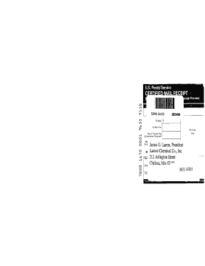 USPS Certified Mail Receipt and Return Receipt Form
