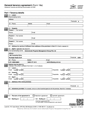 Queensland General Tenancy Agreement