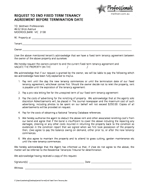 Request to End Fixed Term Tenancy Agreement