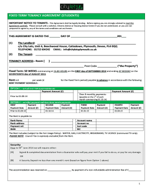 Student Fixed Term Tenancy Agreement