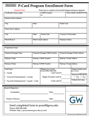 George Washington University P-Card Enrollment Form