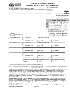 California Employer of Household Worker Quarterly Report