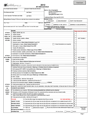 Springfield SF-1040 Individual Income Tax Return