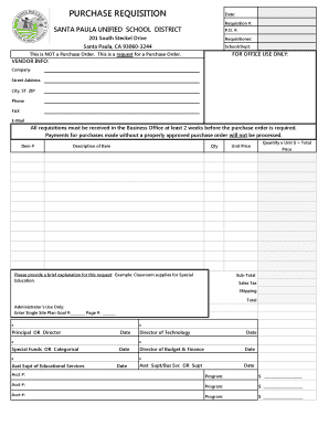 Purchase Requisition Form