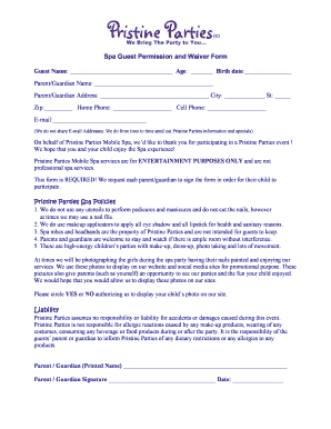 Spa Guest Permission and Waiver Form