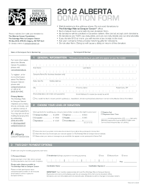 Alberta Cancer Foundation Donation Form